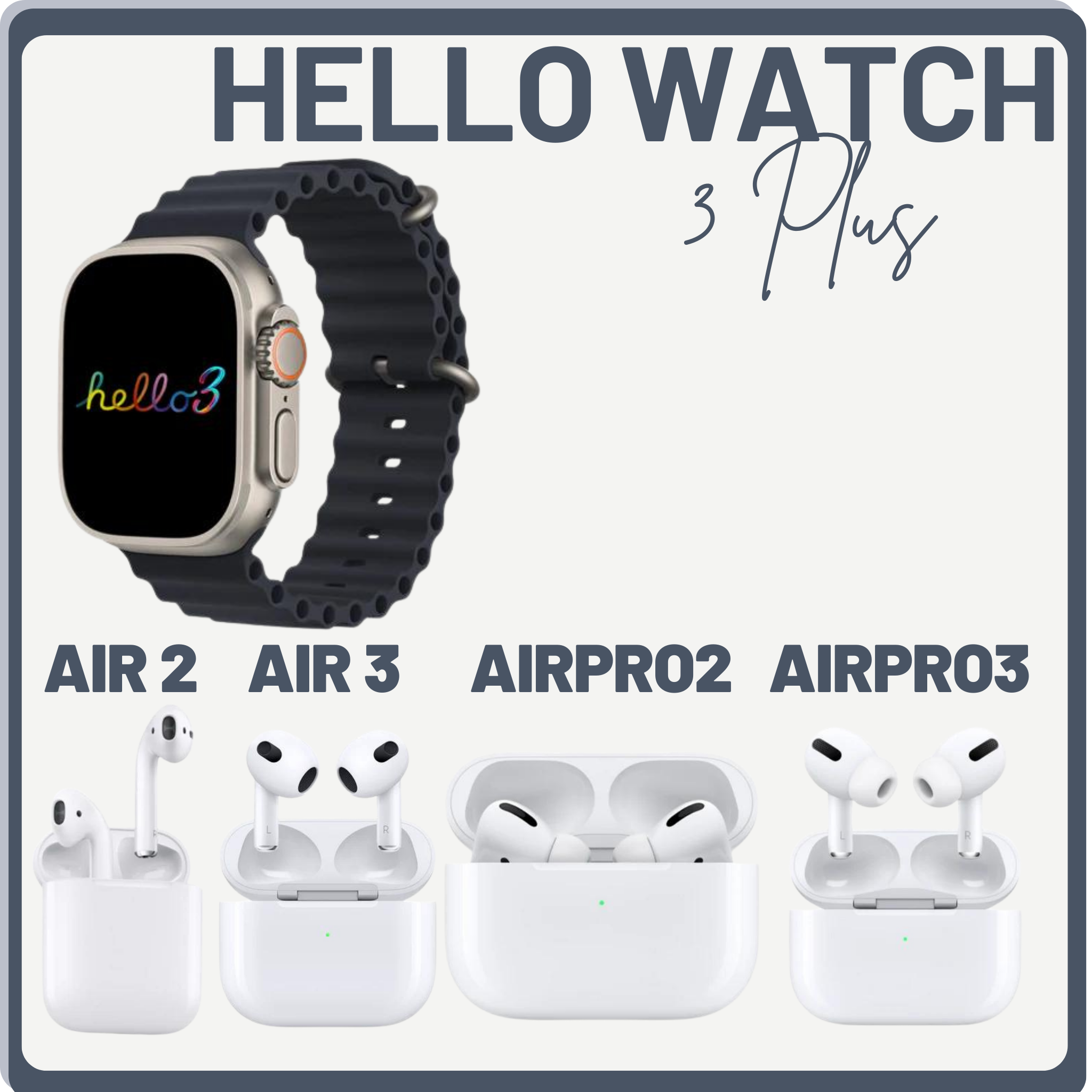 Hello Watch 3+ Plus Amoled Ekran (49MM) + Air Serisi Bluetooth Kulaklık - TRXTeknoloji