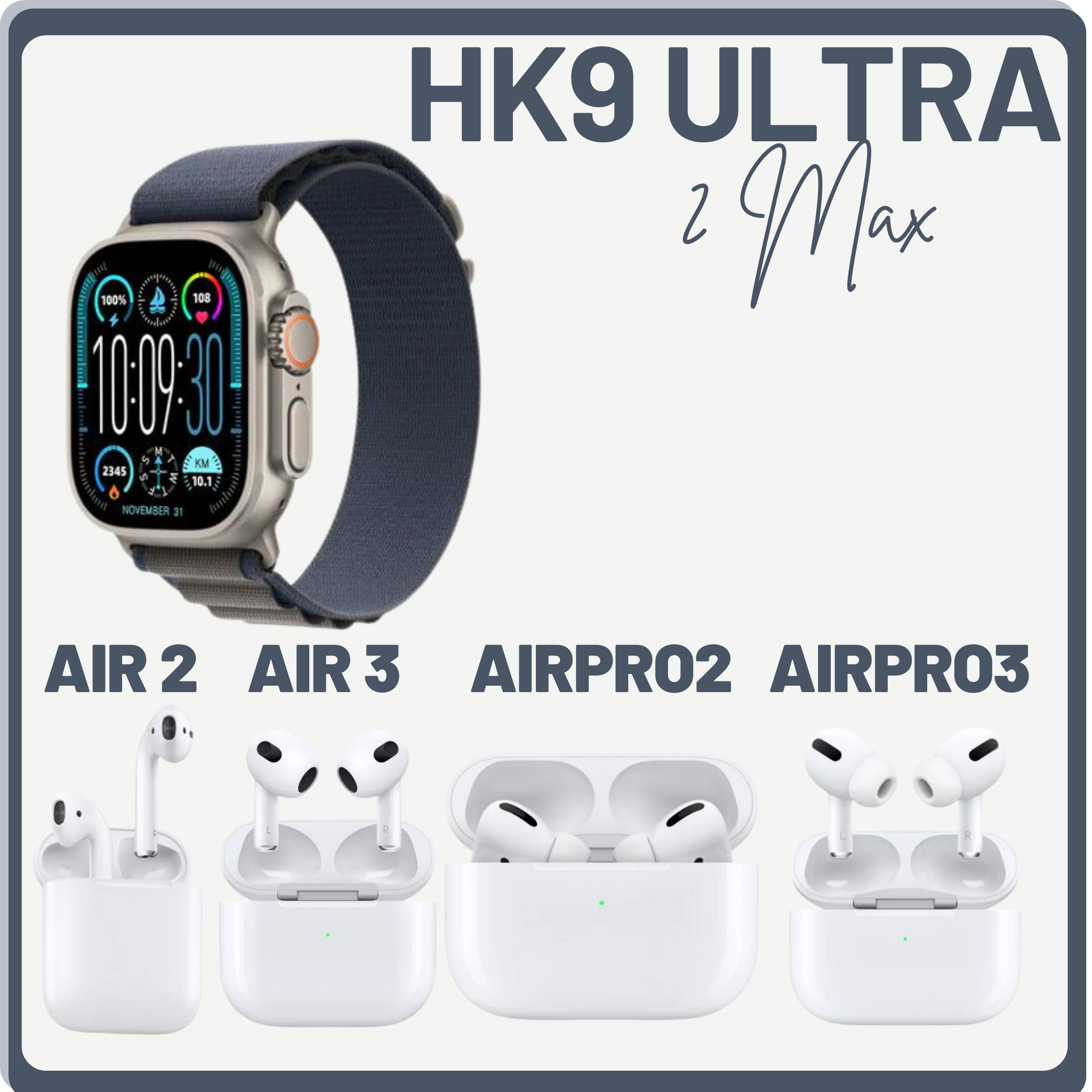 HK9 Ultra 2 Max Chatgpt, Amoled Ekran (49MM) + Air Serisi Bluetooth Kulaklık - TRXTeknoloji